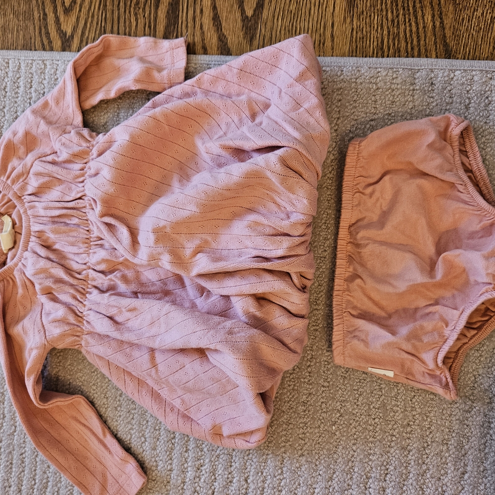 Burt's Bees Baby Pink Baby Dress and Bloomers Set